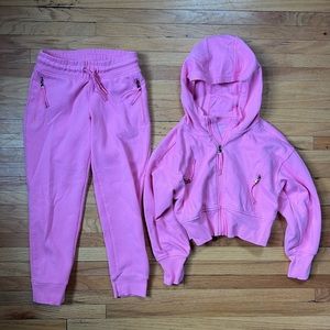 Barbie Pink 2-piece set, cropped hoodie zip up with joggers, girls sz small
